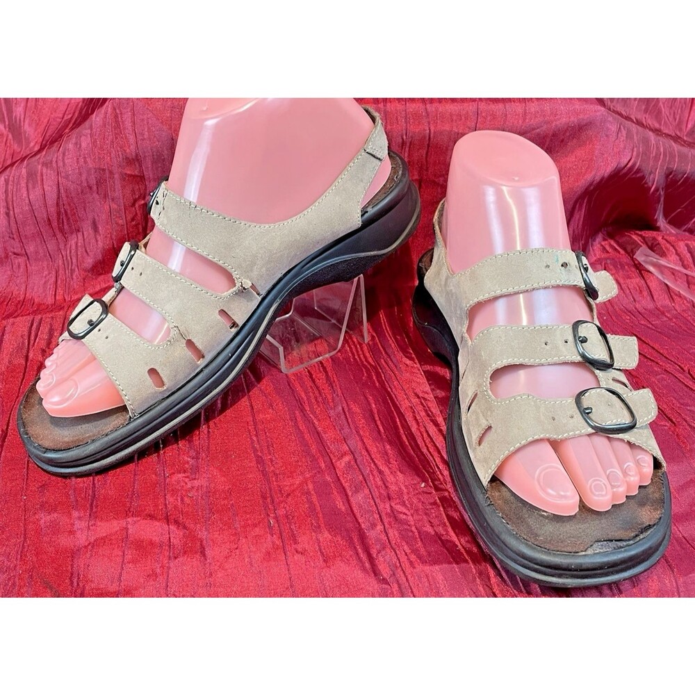 Womens Clarks Springers Sunbeat Bronze Leather Opentoe Sandals sz 8